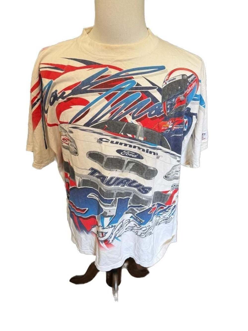 Vintage 90’s Mark Martin AOP Nascar Distressed Racing t shirt Men’s XL
